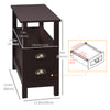 HOMCOM Slim End Table with 2 Drawers and Storage Shelf, Sofa Side Table for Living Room, Narrow Nightstand for Small Spaces, Coffee