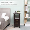 HOMCOM Slim End Table with 2 Drawers and Storage Shelf, Sofa Side Table for Living Room, Narrow Nightstand for Small Spaces, Coffee
