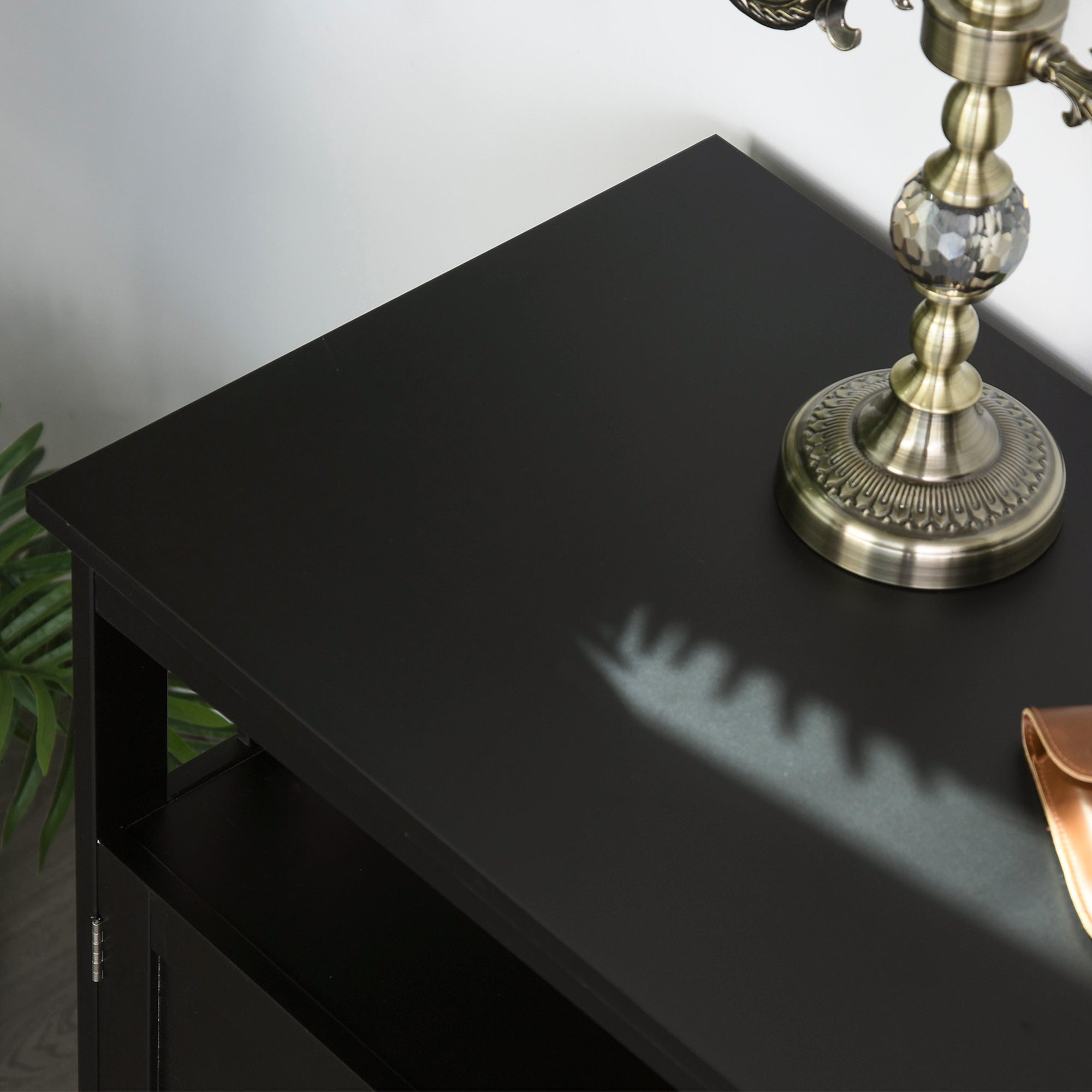 HOMCOM Kitchen Sideboard, Buffet Cabinet, Wooden Storage Console Table with 2-Level Cabinet and Open Shelf, Black