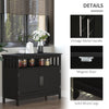 HOMCOM Kitchen Sideboard, Buffet Cabinet, Wooden Storage Console Table with 2-Level Cabinet and Open Shelf, Black