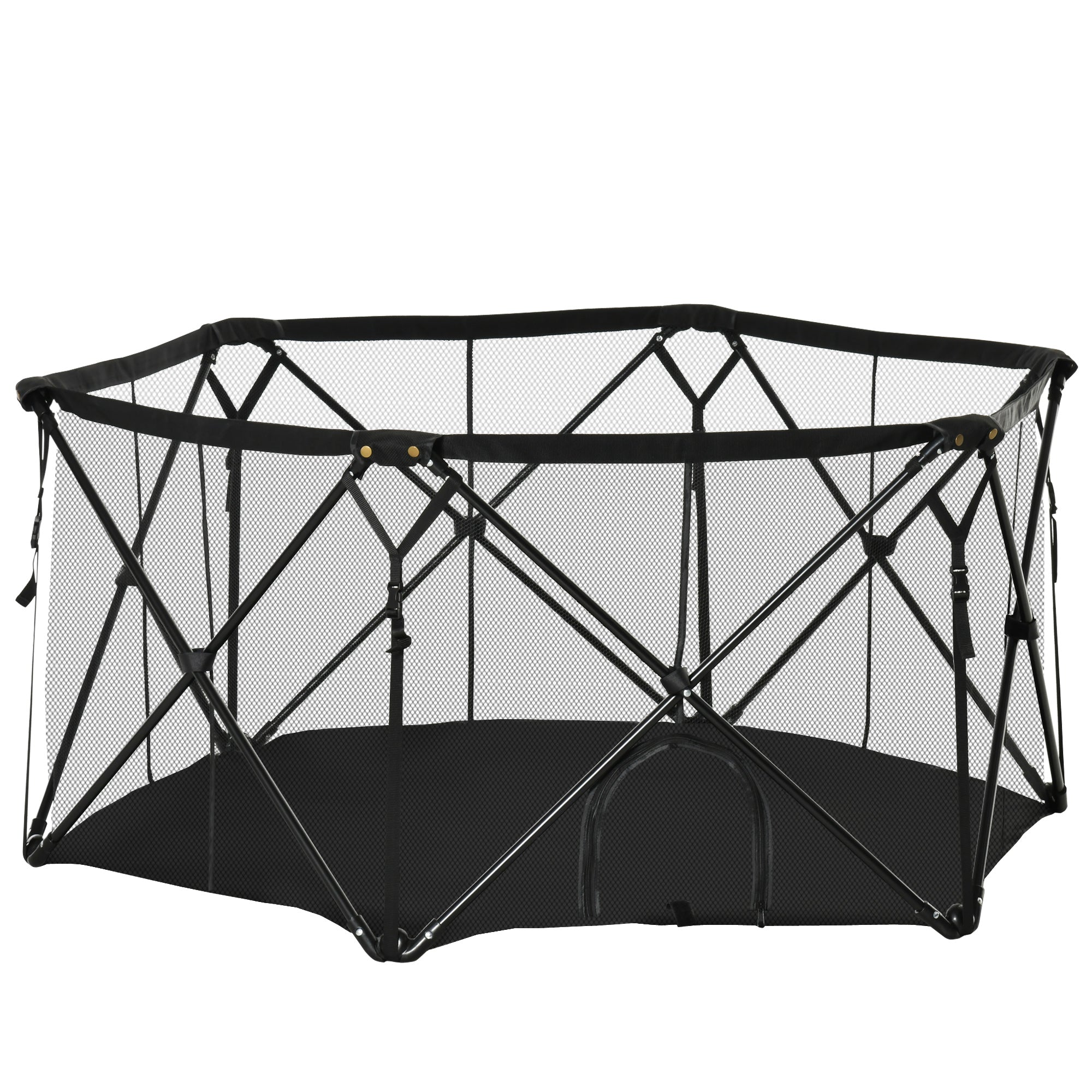 PawHut Folding Portable Pet Playpen Soft Dog Cat Puppy Exercise Kennel Pen Crate with Carrying Bag Indoor Outdoor Black