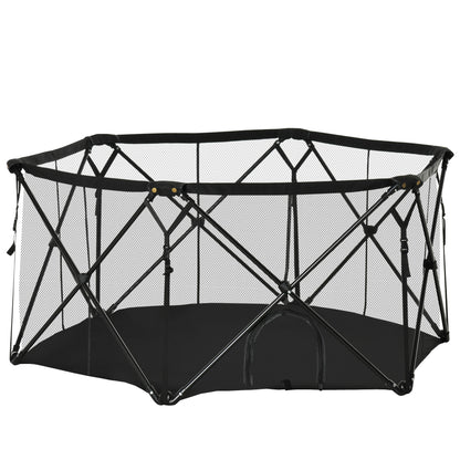 PawHut Folding Portable Pet Playpen Soft Dog Cat Puppy Exercise Kennel Pen Crate with Carrying Bag Indoor Outdoor Black