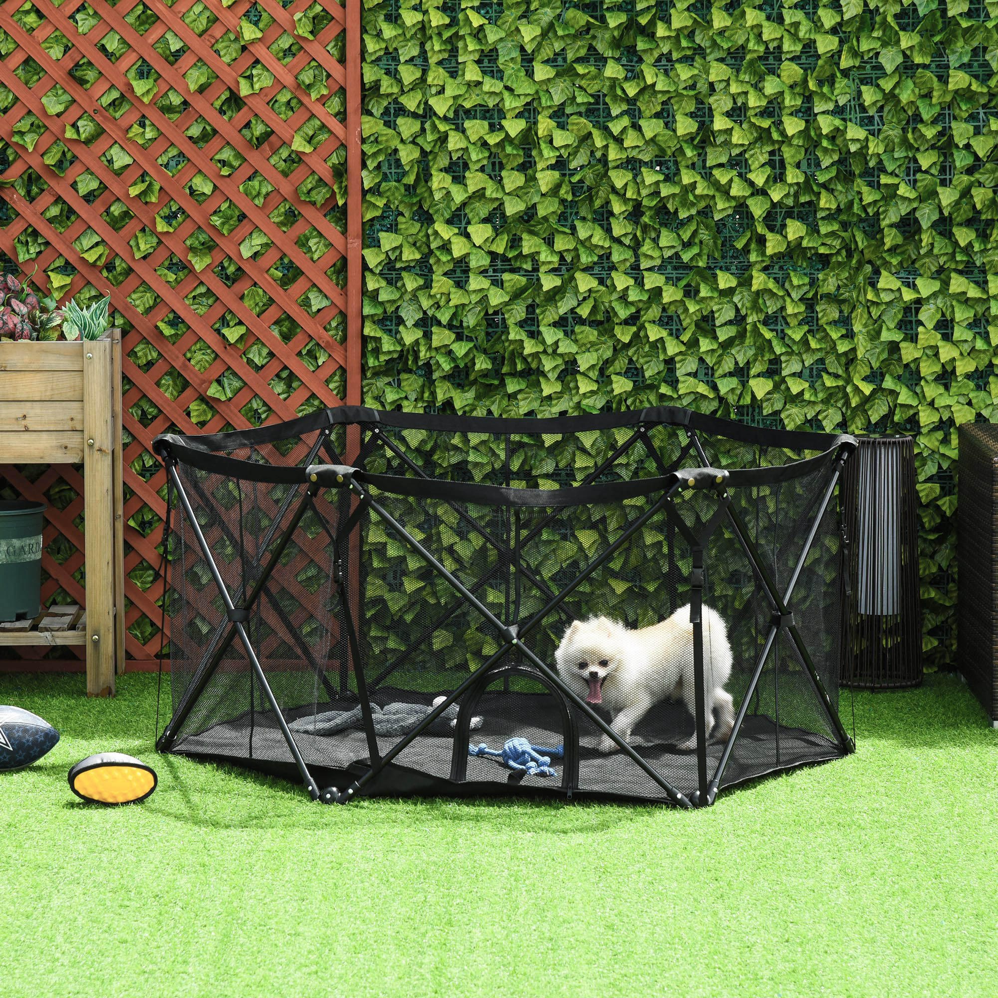 PawHut Folding Portable Pet Playpen Soft Dog Cat Puppy Exercise Kennel Pen Crate with Carrying Bag Indoor Outdoor Black
