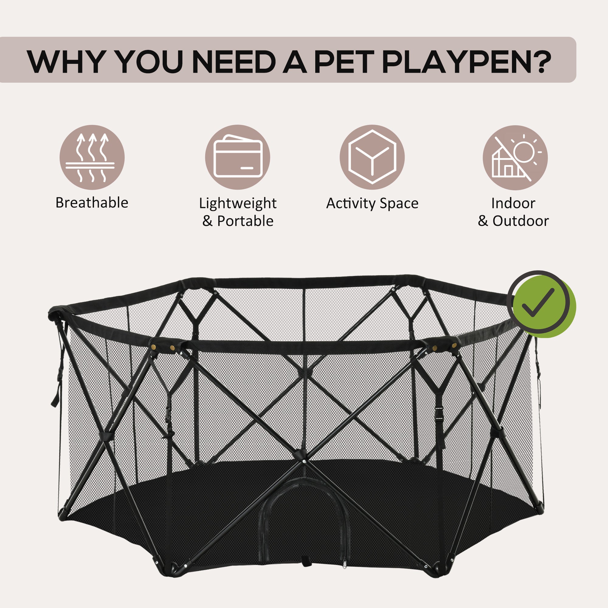 PawHut Folding Portable Pet Playpen Soft Dog Cat Puppy Exercise Kennel Pen Crate with Carrying Bag Indoor Outdoor Black