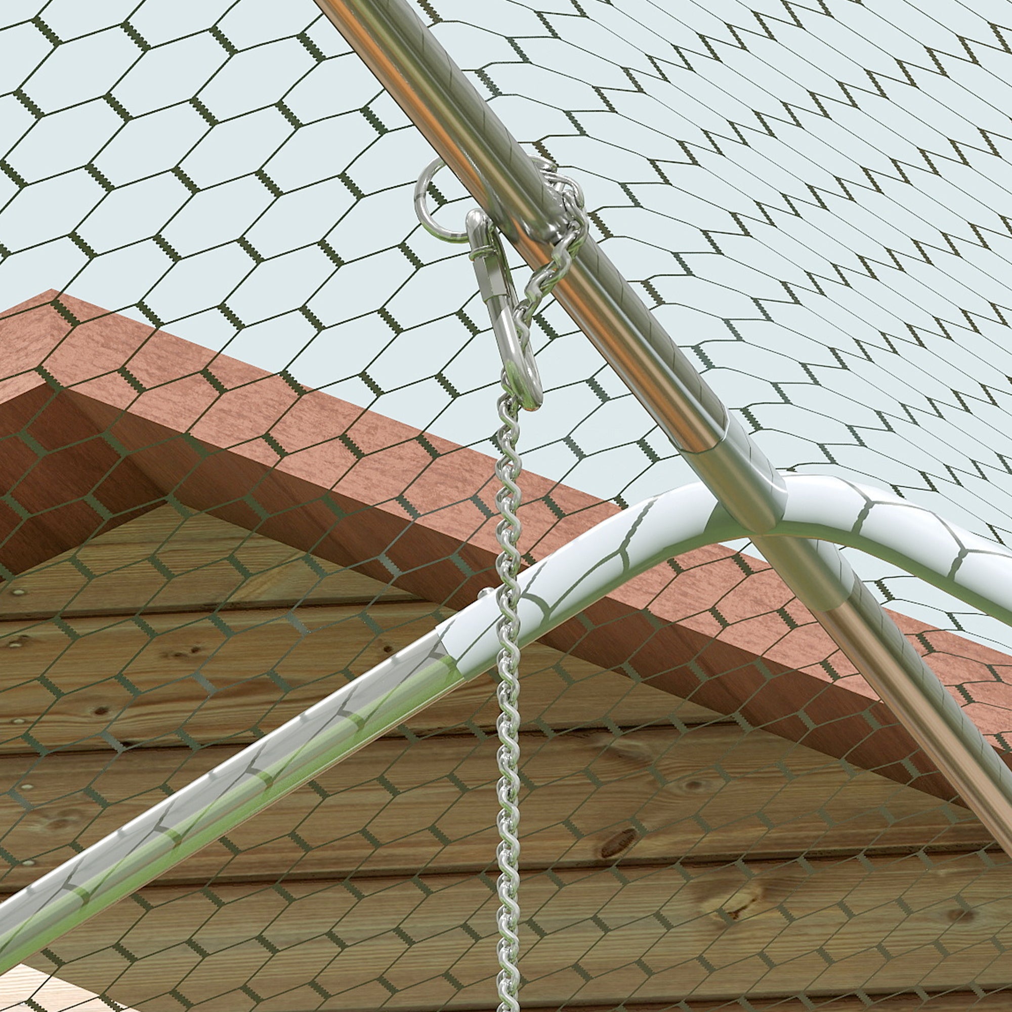 PawHut Chicken Run, Large Metal Chicken Coop with Waterproof & UV-Resistant Cover, Feeding Door, Hanging Feeder, Perch, Poultry Cage for Outdoor, Backyard, Farm, for 24-30 Chickens