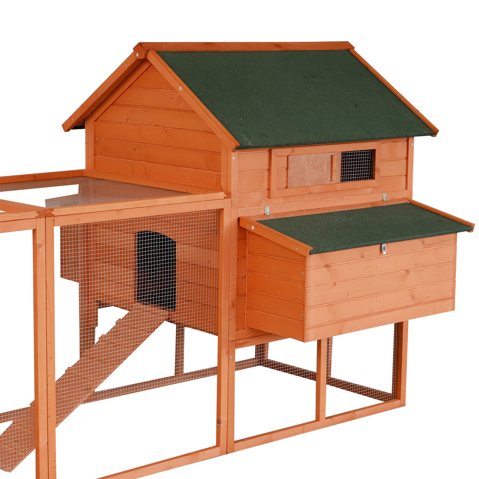 PawHut 136.5" Chicken Coop Wooden Large Chicken House Deluxe Rabbit Hutch Lockable Poultry Hen Cage Backyard with Nesting Box and Run