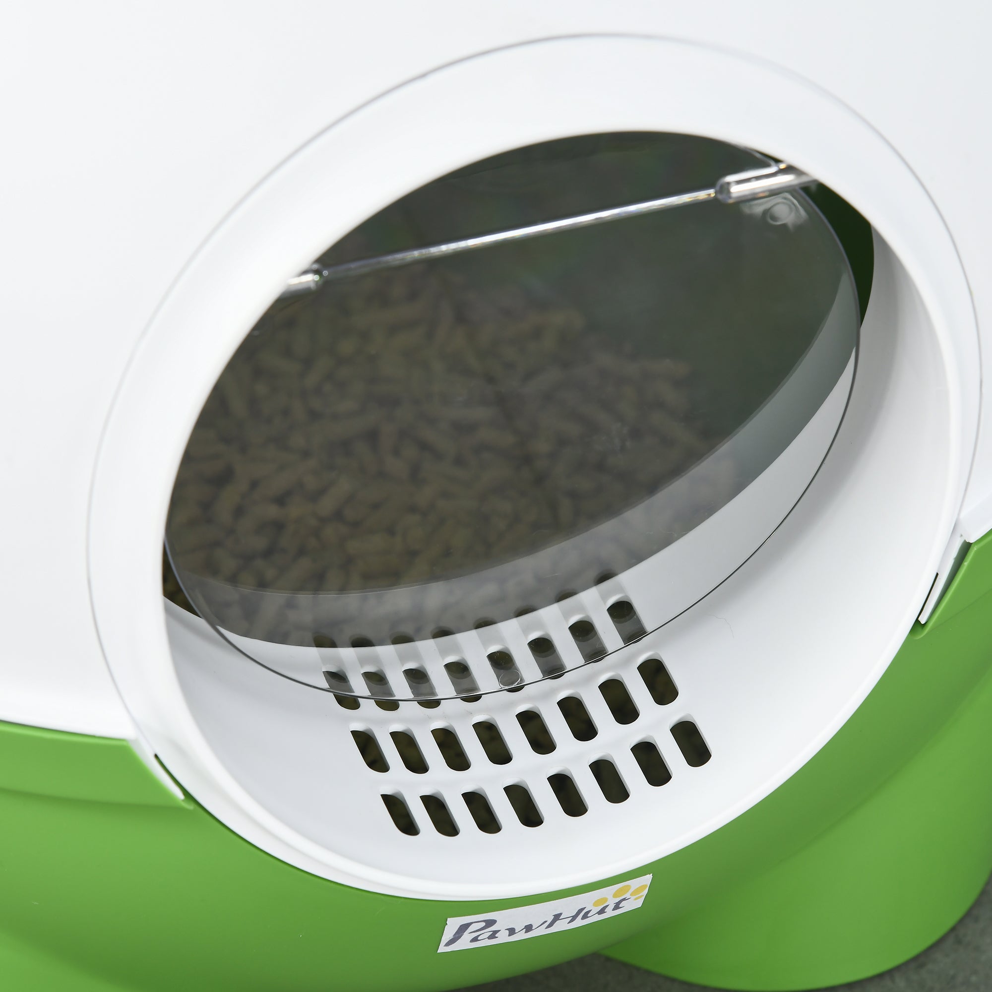 PawHut Large Cat Litter Box, Hooded Cat Litter Tray with Lid, Scoop, Top Handle, Front Entrance, 53 x 51 x 48cm - Green