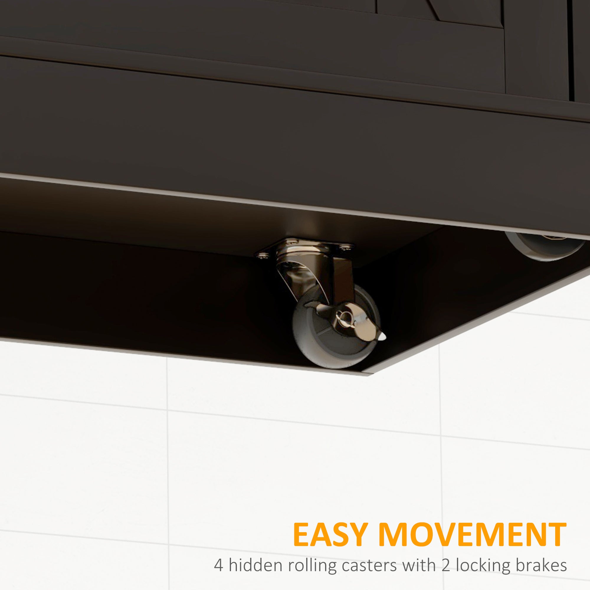 HOMCOM Rolling Kitchen Island with Drop Leaf Wood Breakfast Bar, Farmhouse Kitchen Cart with 2 Drawers, Adjustable Shelves for Dining Room (Black)