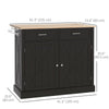 HOMCOM Rolling Kitchen Island with Drop Leaf Wood Breakfast Bar, Farmhouse Kitchen Cart with 2 Drawers, Adjustable Shelves for Dining Room (Black)