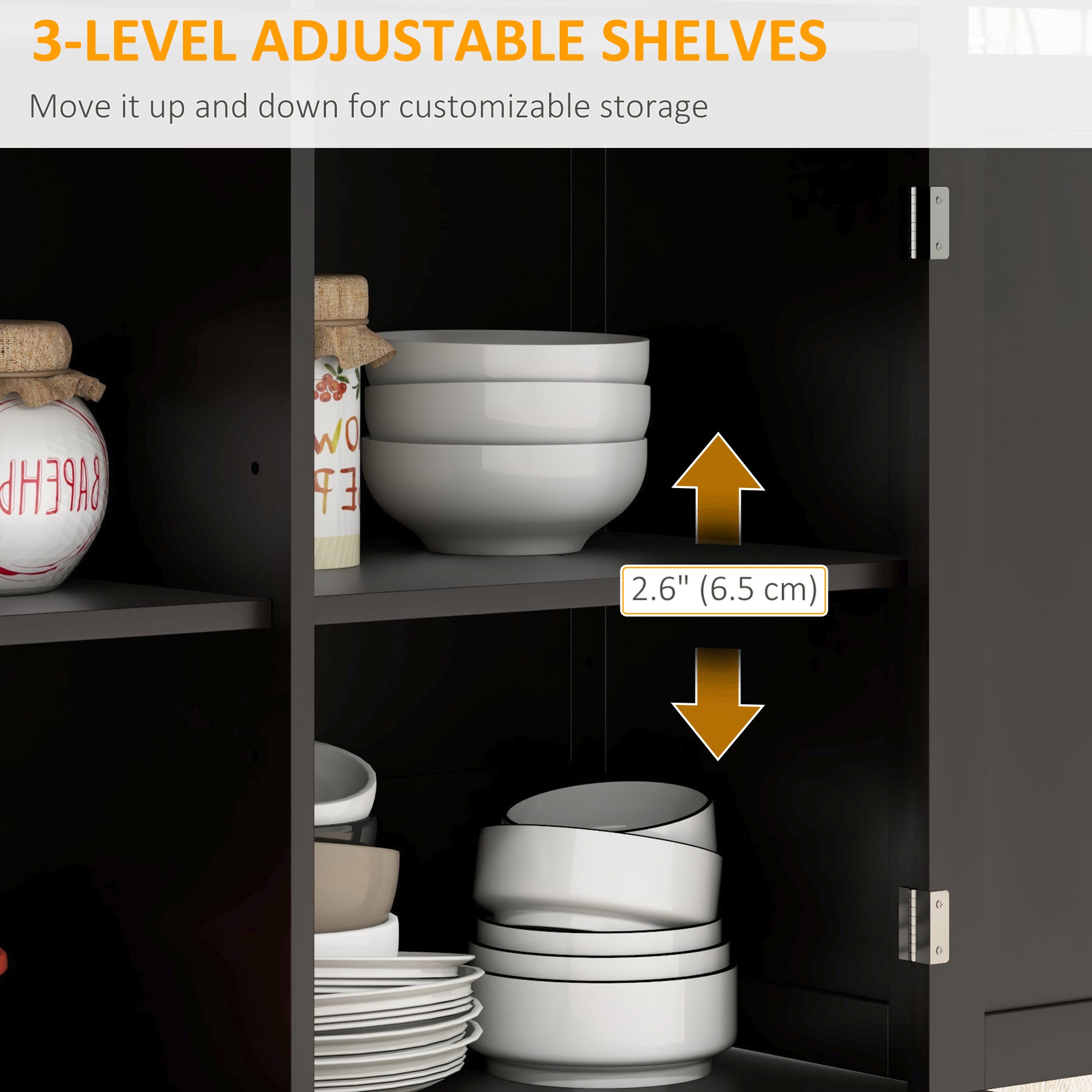 HOMCOM Rolling Kitchen Island with Drop Leaf Wood Breakfast Bar, Farmhouse Kitchen Cart with 2 Drawers, Adjustable Shelves for Dining Room (Black)