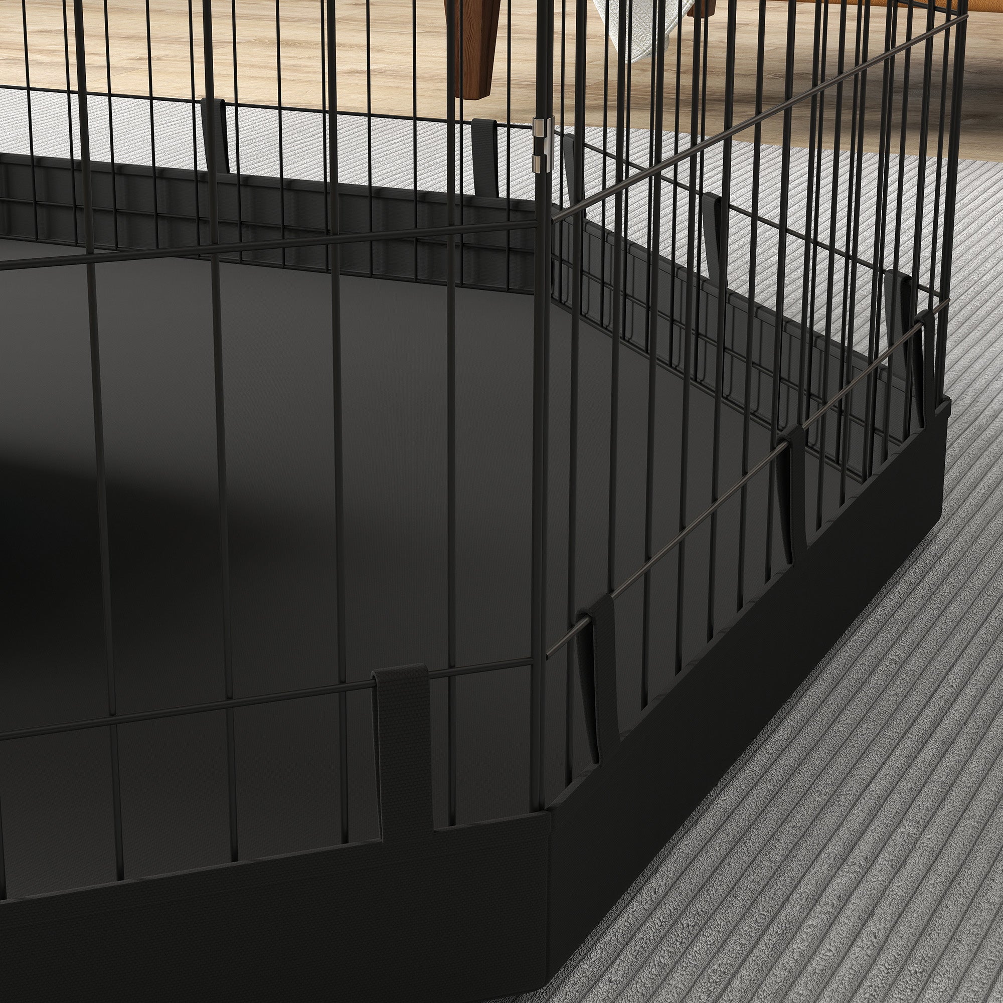 PawHut Dog Playpen, 8 Panels Foldable Dog Pen with Waterproof Bottom Pad, Sunproof Top Cover, 24"H Dog Fence for Indoor Outdoor, for Small and Miniature Dogs and Pets