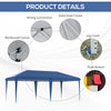 Outsunny 10' x 19' Outdoor Pop Up Party Tent Garden Easy Set Up Gazebo Canopy Market Event Sunshade Blue