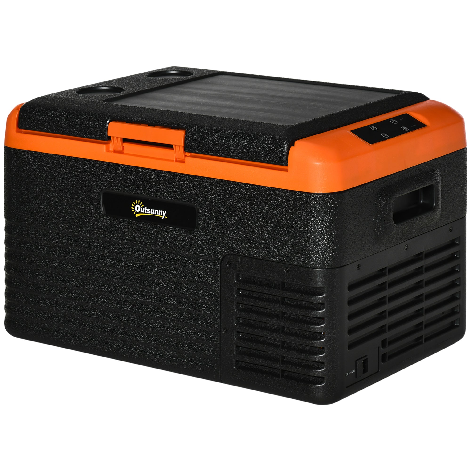 Outsunny 32 Quart Car Fridge, Portable Freezer, Electric Cooler Box with 12/24V DC and 100-240V AC for Camping, Driving, Picnic