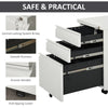 Vinsetto Metal Filing Cabinet with 3 Drawers, Vertical File Cabinet with Lock, Mobile Office Cabinet with Wheels for Legal, Letter, A4 Files, White