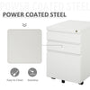Vinsetto Metal Filing Cabinet with 3 Drawers, Vertical File Cabinet with Lock, Mobile Office Cabinet with Wheels for Legal, Letter, A4 Files, White
