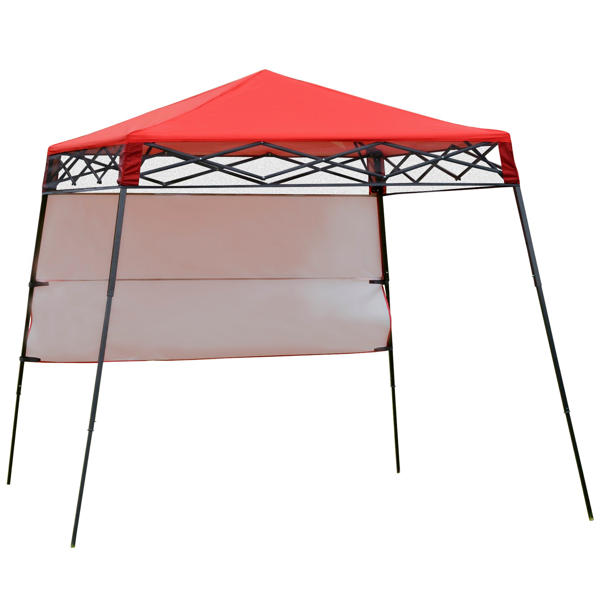 Outsunny 7' x 7' Garden Foldable Pop Up Gazebo Tent with Backpack & Adjustable Legs Outdoor Party Canopy, Red & Black