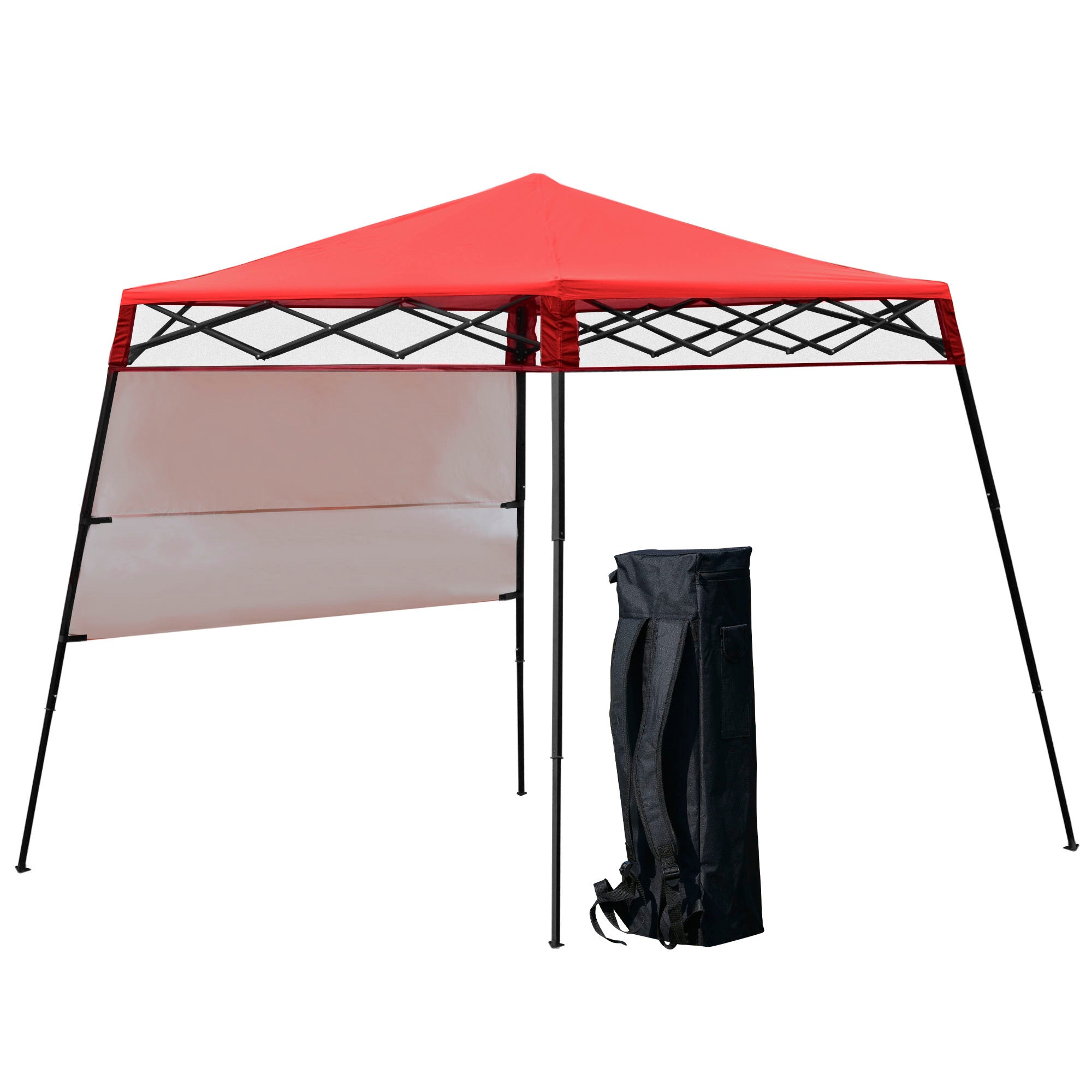 Outsunny 7' x 7' Garden Foldable Pop Up Gazebo Tent with Backpack & Adjustable Legs Outdoor Party Canopy, Red & Black