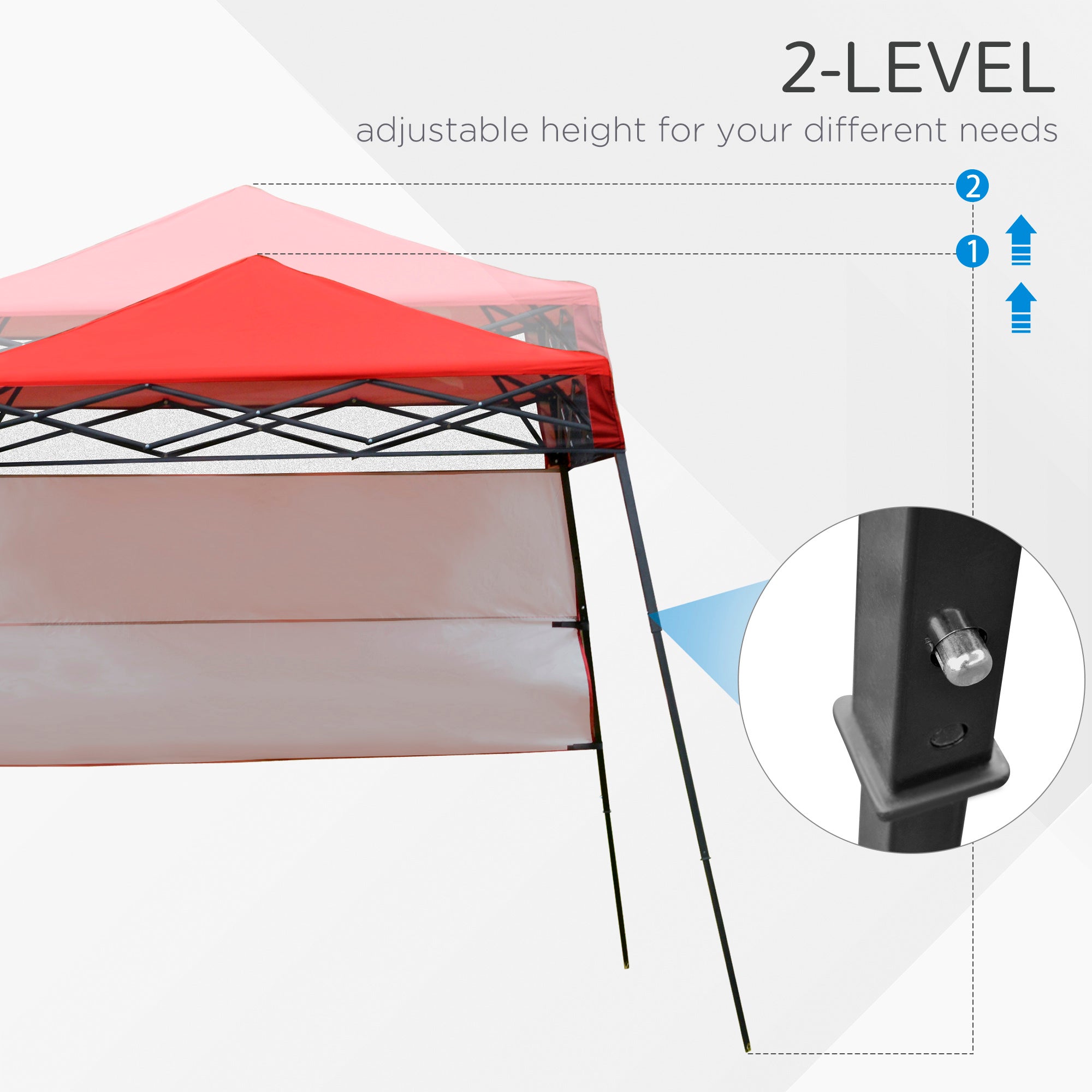 Outsunny 7' x 7' Garden Foldable Pop Up Gazebo Tent with Backpack & Adjustable Legs Outdoor Party Canopy, Red & Black
