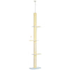 PawHut Floor to Ceiling Cat Tree,  4-tier Cat Tower for Large Cats with Adjustable Height 87"-102", Sisal Scratching Posts, Anti-tip Kit, Perches, Toy Ball, Yellow