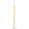 PawHut Floor to Ceiling Cat Tree,  4-tier Cat Tower for Large Cats with Adjustable Height 87"-102", Sisal Scratching Posts, Anti-tip Kit, Perches, Toy Ball, Yellow