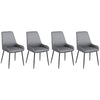 HOMCOM Dining Chairs Set of 4, Modern PU Leather Upholstered Kitchen Chairs with Diamond Tufted Backs and Steel Legs for Living Room, Dining Room, Bedroom, Grey