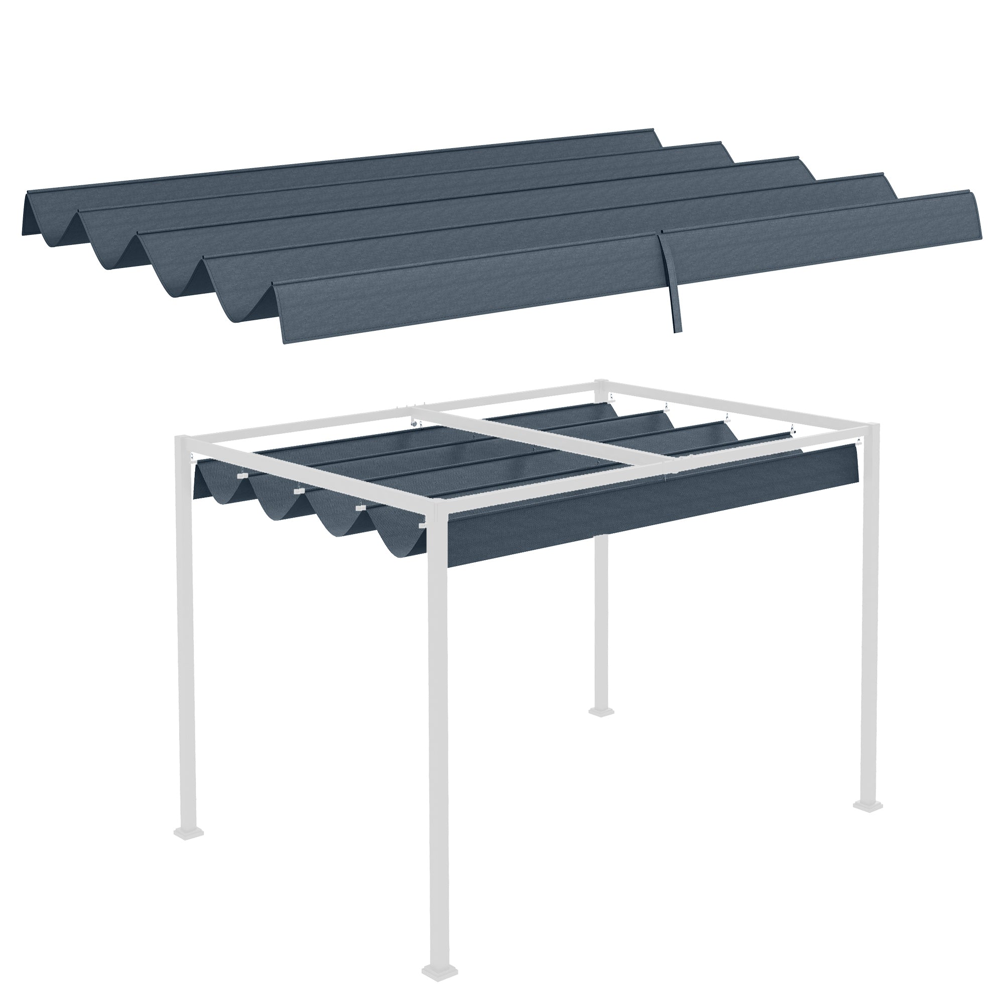 Outsunny Retractable Pergola Canopy, Sun Shade Cover, UV30+ Protected Replacement Canopy Fabric for 9.8' x 7.1' Pergola, Dark Grey