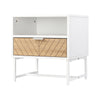 HOMCOM Modern Bedside Table with Drawer and Storage Shelf, Nightstand with Metal Base, Sofa End Table for Bedroom, White and Oak