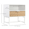 HOMCOM Modern Bedside Table with Drawer and Storage Shelf, Nightstand with Metal Base, Sofa End Table for Bedroom, White and Oak