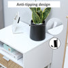 HOMCOM Modern Bedside Table with Drawer and Storage Shelf, Nightstand with Metal Base, Sofa End Table for Bedroom, White and Oak