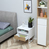 HOMCOM Modern Bedside Table with Drawer and Storage Shelf, Nightstand with Metal Base, Sofa End Table for Bedroom, White and Oak