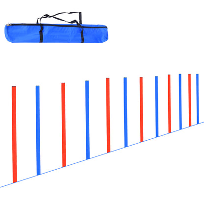 PawHut 12 PCs Dog Agility Equipment Set, Portable Dog Obedience Training Equipment with Weave Poles and Carrying Bag for Outdoor Play Run
