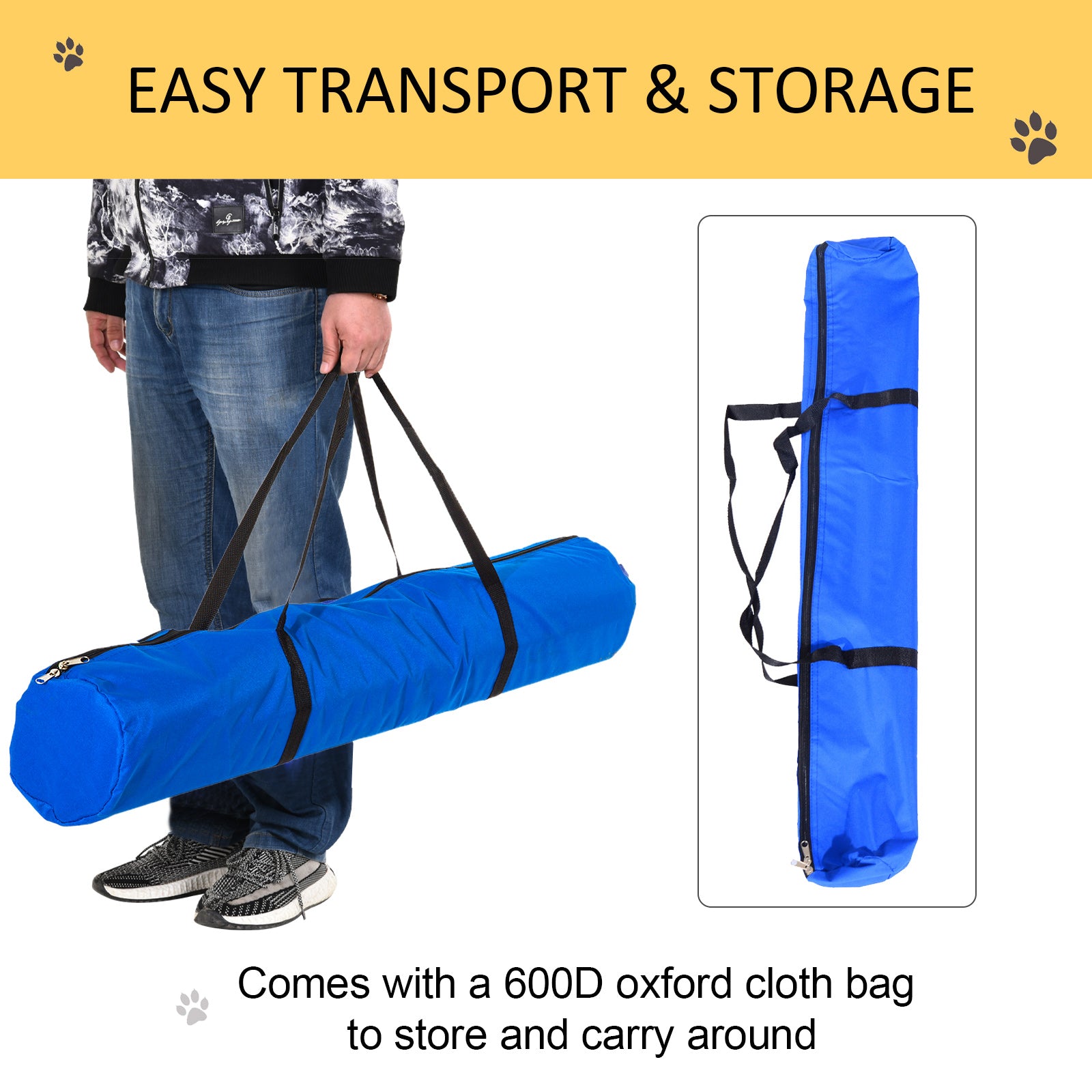 PawHut 12 PCs Dog Agility Equipment Set, Portable Dog Obedience Training Equipment with Weave Poles and Carrying Bag for Outdoor Play Run