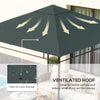 Outsunny 9.8' x 9.7' Square Gazebo Canopy Replacement UV Protected Top Cover Sun Shade Grey