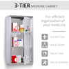 HOMCOM Wall Mount Medicine Cabinet, Bathroom Cabinet with 3 Tier Shelves, Stainless Steel Frame and Glass Door, Lockable with 2 Keys, Silver, 10" x 19"