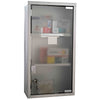 HOMCOM Wall Mount Medicine Cabinet, Bathroom Cabinet with 3 Tier Shelves, Stainless Steel Frame and Glass Door, Lockable with 2 Keys, Silver, 10" x 19"