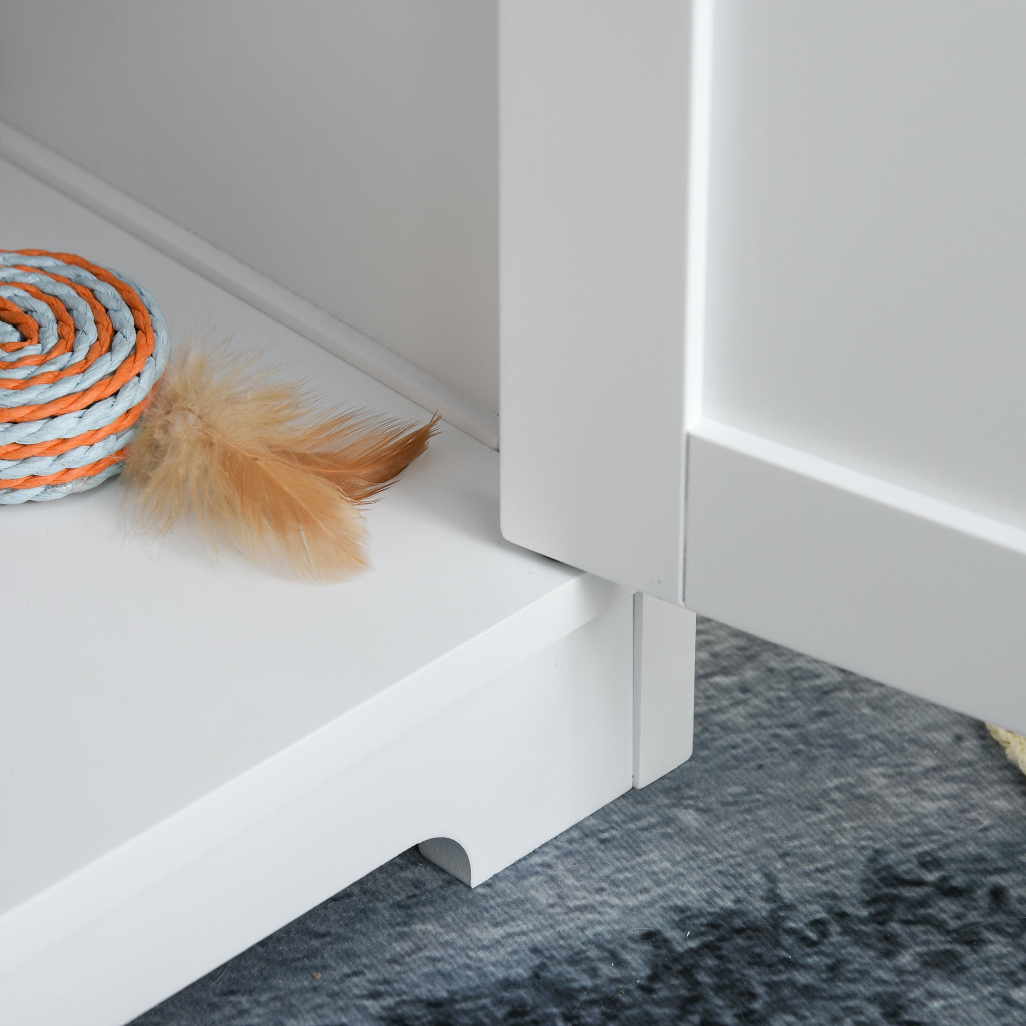 PawHut Wooden Cat Washroom Pet Litter Box Enclosure Kitten House Nightstand End Table Hideaway Cabinet with Magnetic Doors White