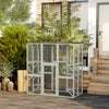 PawHut Large Outdoor Catio Enclosure, Weatherproof Cat House with Asphalt Roof,  Wooden Cat Patio Cage with 6 Balanced Platforms, 71" x 39" x 71", Grey