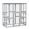 PawHut Large Outdoor Catio Enclosure, Weatherproof Cat House with Asphalt Roof,  Wooden Cat Patio Cage with 6 Balanced Platforms, 71" x 39" x 71", Grey