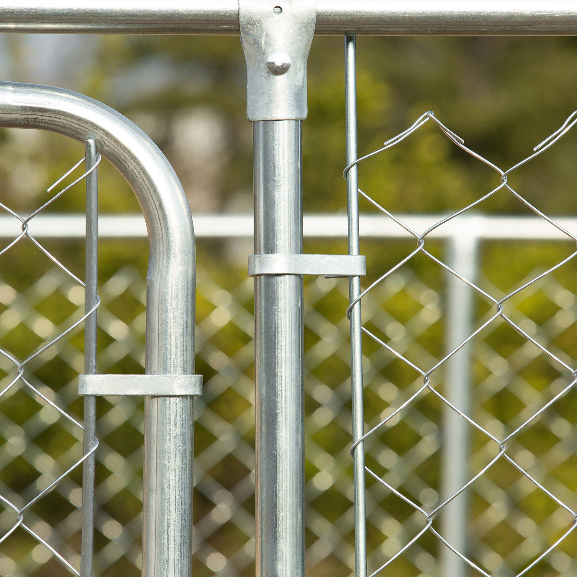 PawHut Dog Kennel Outdoor Galvanized Chain Link Fence Heavy Duty Pet Run House Chicken Coop with Secure Lock Mesh Sidewalls for Backyard Garden Silver, 13' L x 13' W x 5.9' H