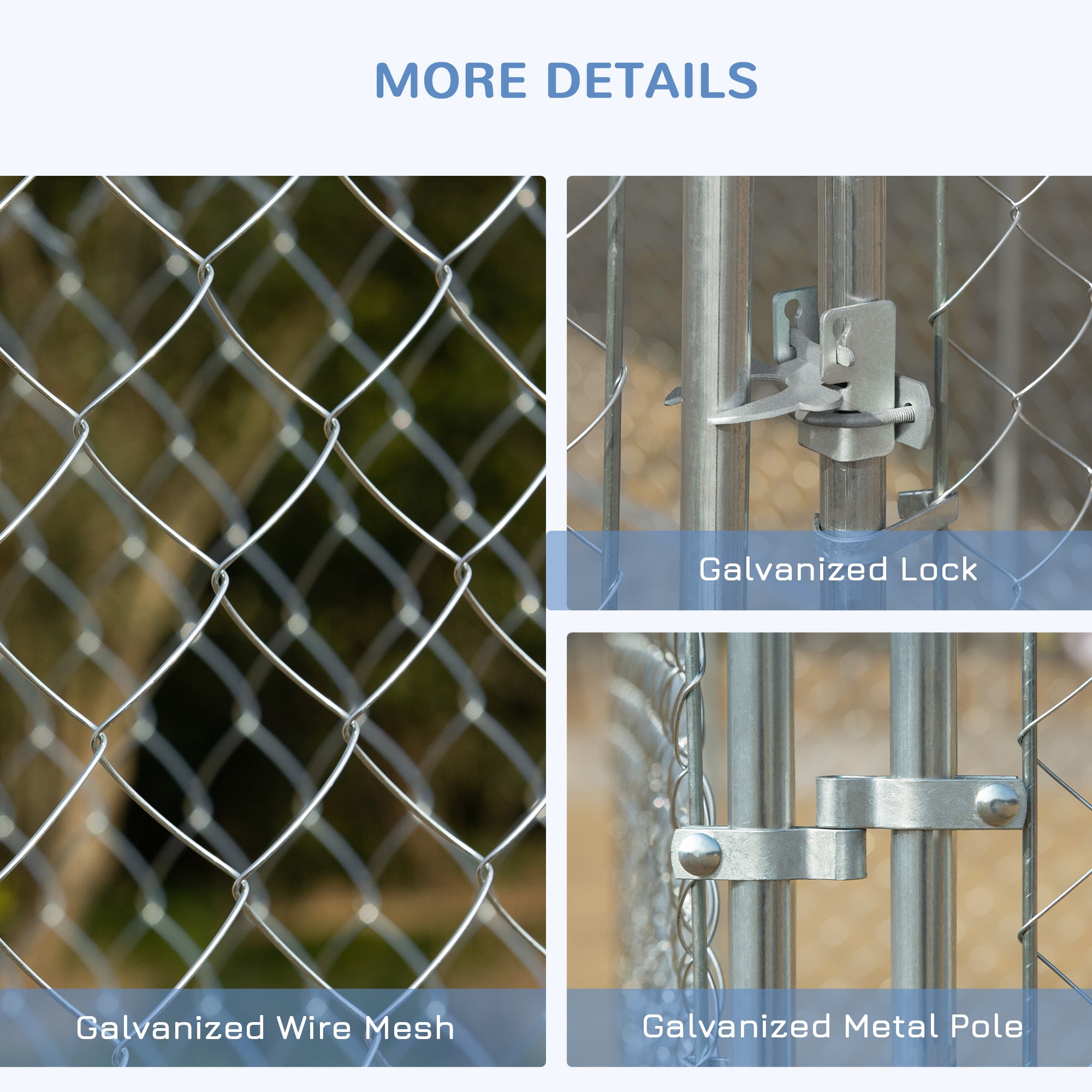 PawHut Dog Kennel Outdoor Galvanized Chain Link Fence Heavy Duty Pet Run House Chicken Coop with Secure Lock Mesh Sidewalls for Backyard Garden Silver, 13' L x 13' W x 5.9' H