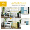 PawHut 61'' L 2-Story Rabbit Hutch Bunny Cage Small Animal House with Pull Out Tray, Detachable Run, Ramp, for Indoor Outdoor, Light Blue