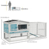 PawHut 61'' L 2-Story Rabbit Hutch Bunny Cage Small Animal House with Pull Out Tray, Detachable Run, Ramp, for Indoor Outdoor, Light Blue