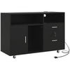 HOMCOM 2 Drawer Lateral Filing Cabinet with Charging Station and USB Ports, Mobile Printer Stand with Open Storage Shelf, Locking File Cabinet for A4, Letter Size, Black