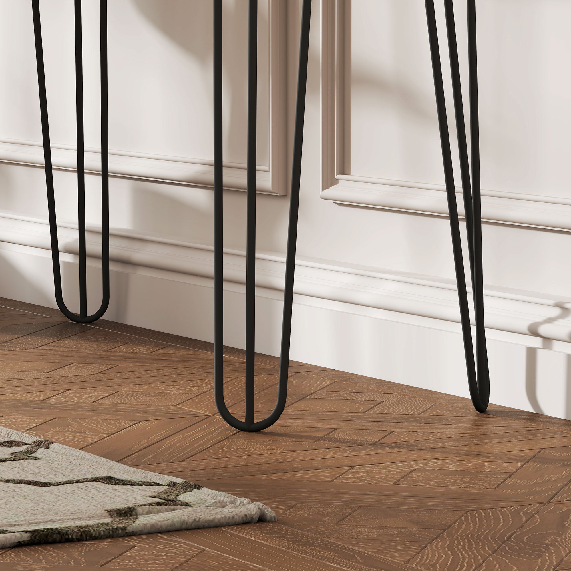 HOMCOM 35.4" Console Table with 3 Drawers, Narrow Entryway Table with Steel Hairpin Legs, Rustic Behind Sofa Table for Hallway, Foyer, Living Room, Brown Wood Grain