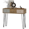 HOMCOM 35.4" Console Table with 3 Drawers, Narrow Entryway Table with Steel Hairpin Legs, Rustic Behind Sofa Table for Hallway, Foyer, Living Room, Brown Wood Grain