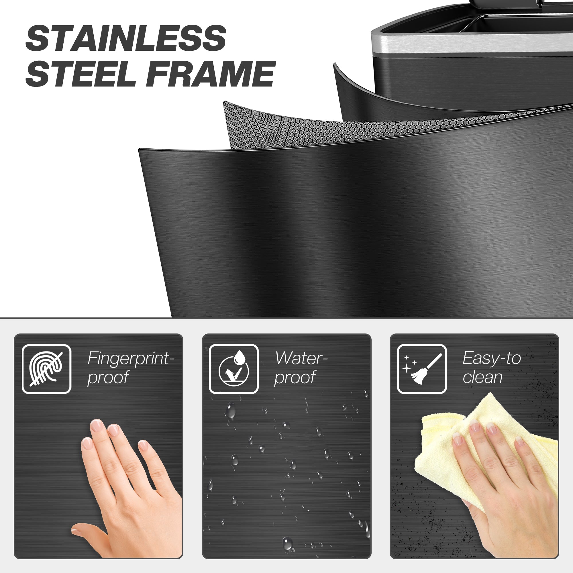 HOMCOM Dual Kitchen Garbage Bin, 2 x 5 Gallon (2 x 20 L) Trash Can with Foot Pedal, Soft-Close Garbage Can with Removable Inner Buckets, Lid, Fingerprint-Proof for Kitchen, Black