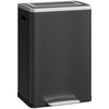 HOMCOM Dual Kitchen Garbage Bin, 2 x 5 Gallon (2 x 20 L) Trash Can with Foot Pedal, Soft-Close Garbage Can with Removable Inner Buckets, Lid, Fingerprint-Proof for Kitchen, Black