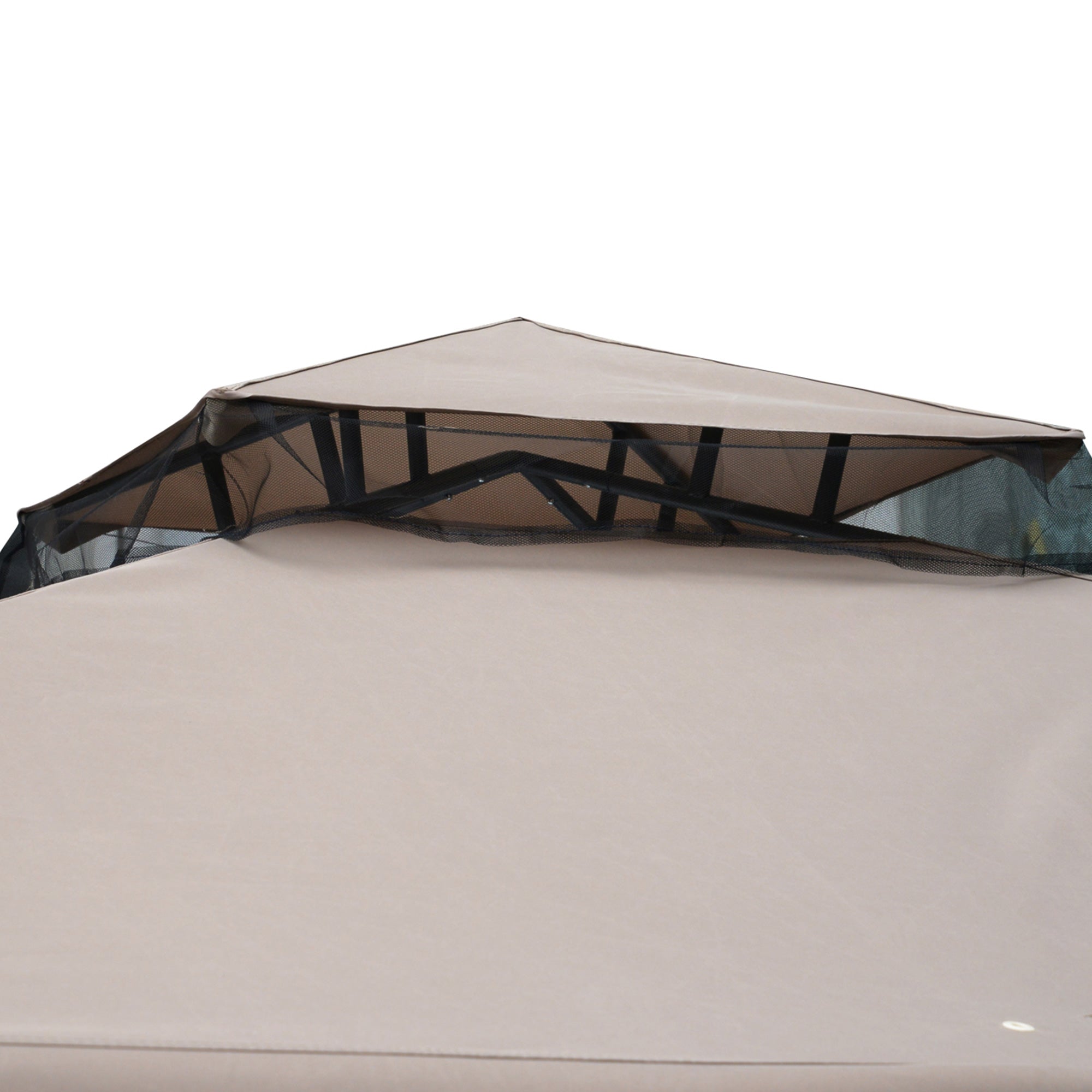 Outsunny 10' x 10' Patio Gazebo Outdoor Pavilion 2 Tire Roof Canopy Shelter Garden Event Party Tent Yard Sun Shade Steel Frame w/ Mosquito Netting, Brown