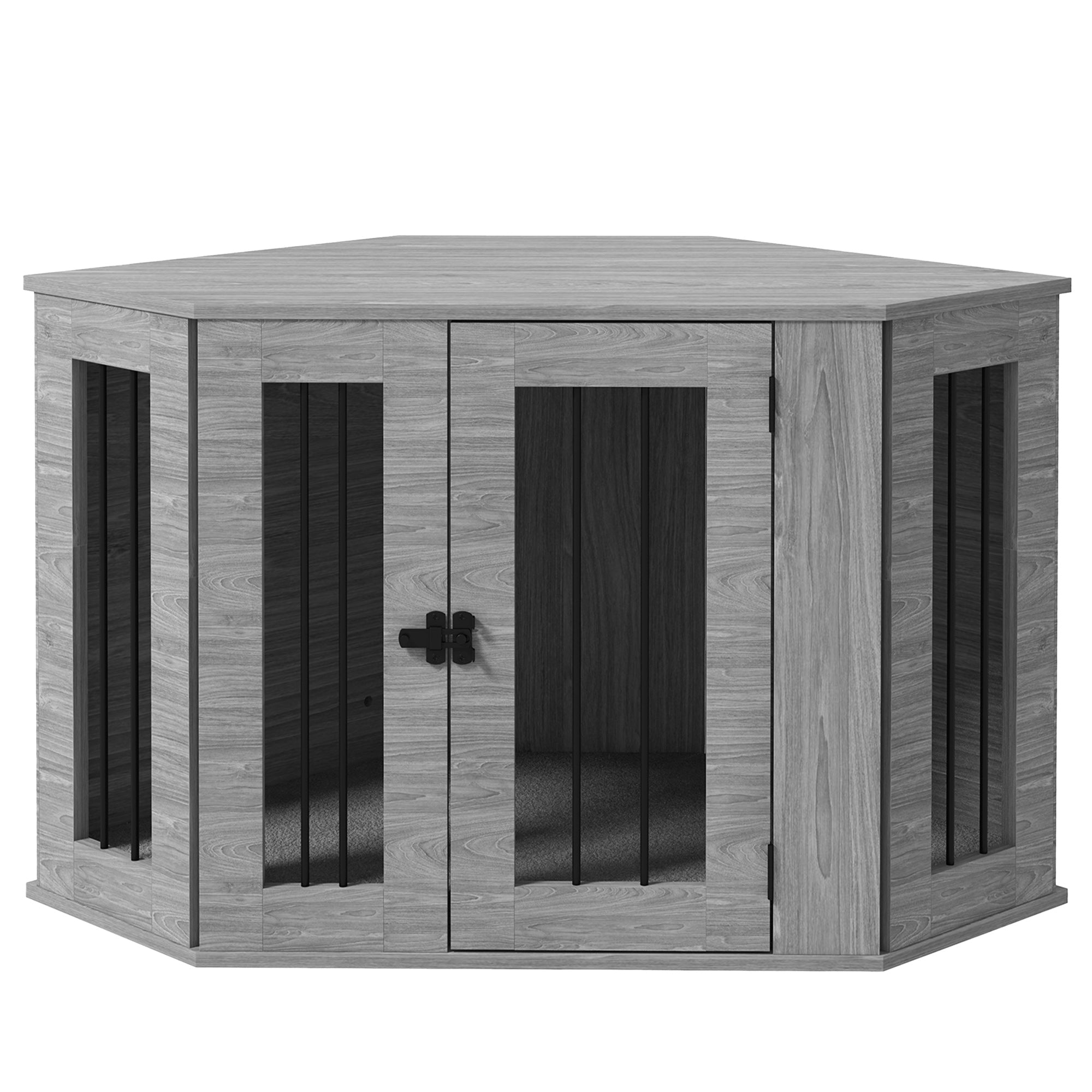 PawHut 2 in 1 Dog Crate Furniture, Side Table Dog Kennel with Cushion, Large Door, for Medium Dogs - Grey