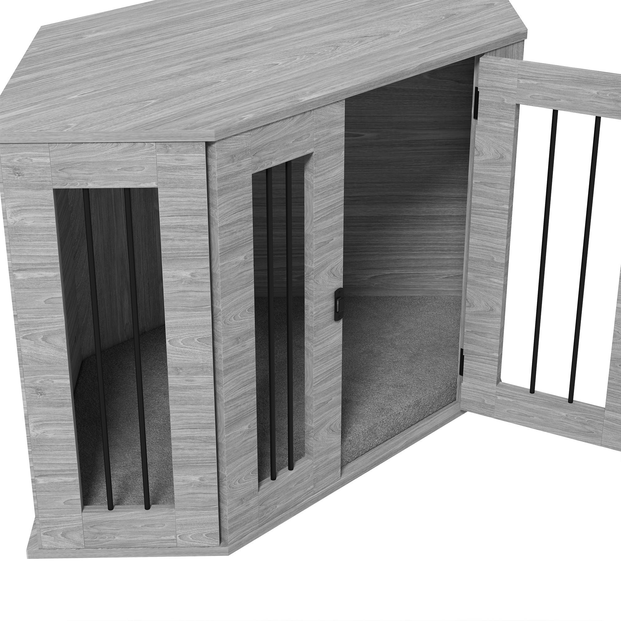 PawHut 2 in 1 Dog Crate Furniture, Side Table Dog Kennel with Cushion, Large Door, for Medium Dogs - Grey